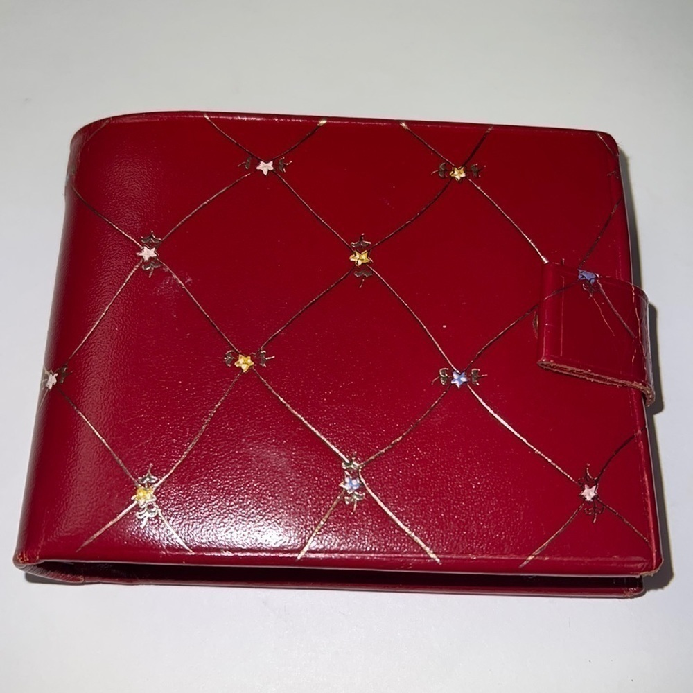 Vintage Red Leather Bifold Snap Wallet